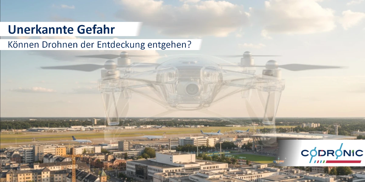 Ein Foto das eine Drohne in der Luft darstellt die Transparent ist um anzudeuten dass sie getarnt ist.